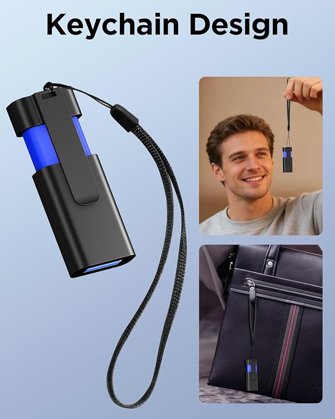 TEWENE 1-Pack Flash Drives 32GB USB 3.0 Flash Drive (&Type-C Adapter) Thumb Drive with Unique Clip Retractable, USB Memory Stick Jump Drive for Data Transfer - 32GB Blue