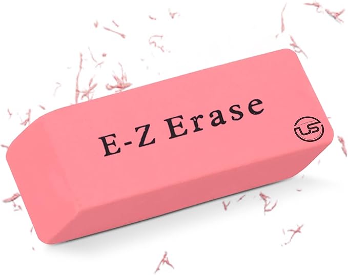Pink Erasers, 12 Count Rectangular Eraser Bulk Pack, Latex Free Pink Pearl Erasers for School Supplies, Art and Office