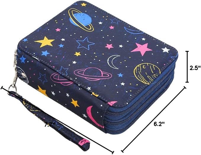 72 Slots Pencil Case Organizer w/Removal Handle Strap | 3-Layer Zipped Pencils Box Large for Colored Pencils Watercolor Pencils for Office and Travel for Artist