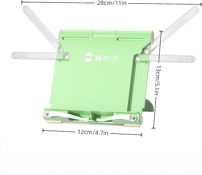 Travel Mini Book Holders for Reading Hands Free - Portable and Adjustable Book Stand for Reading, Two-in-one (Ideal for Light Books & Tablets – Not for Heavy Hardcovers | Green)