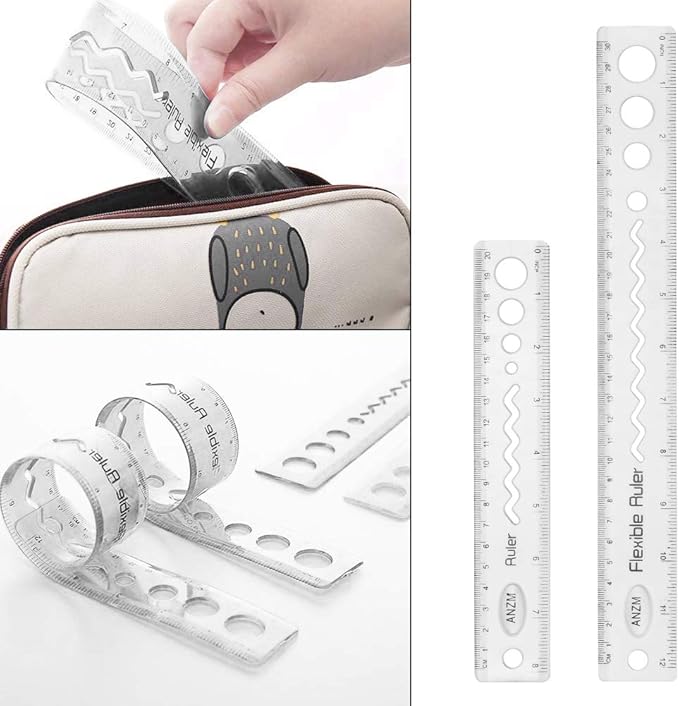 30CM/12inch Unbreakable Clear Rulers Dual Scale Bendable Flexible Rubber Rulers Transparent Shatterproof Straight Plastic Ruler,12 in Flexi Folding Rulers School,Classroom,or Office Kids/Adults(4PCS)
