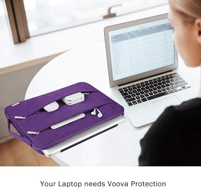 Voova 14 15 Inch Laptop Sleeve Case, Waterproof Computer Bag Cover Compatible with MacBook Air 15 M2/M3/M4 2022-2025, MacBook Pro 15, Hp chromebook 14, 14-15” Dell Lenovo Acer Asus, Purple