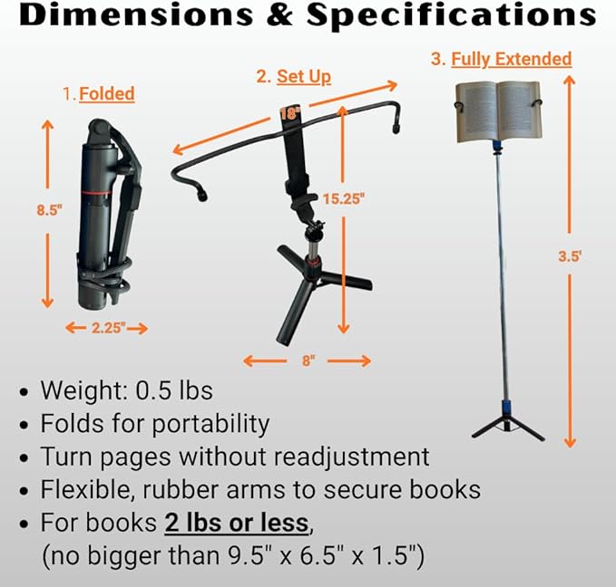 Height Adjustable Book Display for Comfort & Ease | Reading Accessory | Book Lover Gift | Portable Book Stand | Easily Turn Pages | Cookbooks, Magazines & Tablets | BookBuddy ™ (Red)