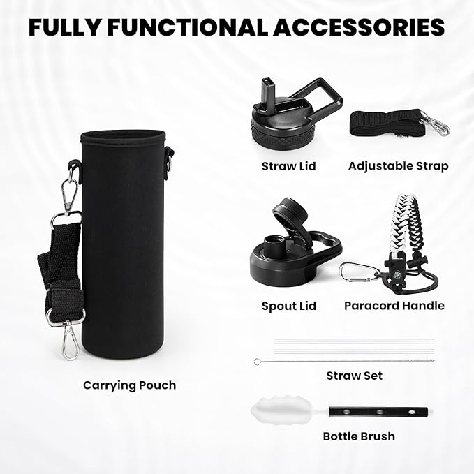RAYMYLO Insulated Water Bottle 20 oz, Triple Wall Vacuum Stainless Steel (Cold for 24Hrs, Hot for 12Hrs), Leak Proof & Non-BPA, Kids Water Bottle Jug for School with Straw Spout Lids