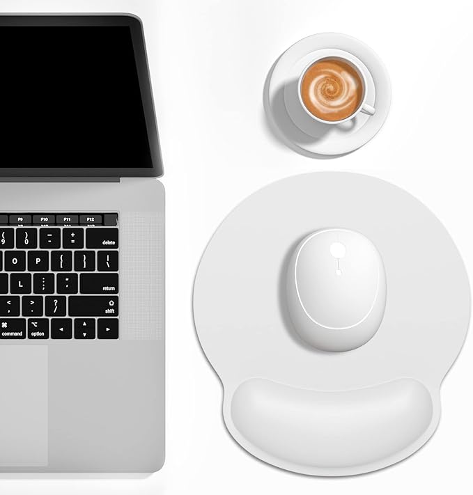 Dapesuom Ergonomic Mouse Pad with Wrist Support, Comfortable Memory Foam Wrist Rest for Easy Typing Pain Relief, Cute Computer Gaming Desktop Mouse Mat with Non-Slip Base for Laptop, Office, Gray