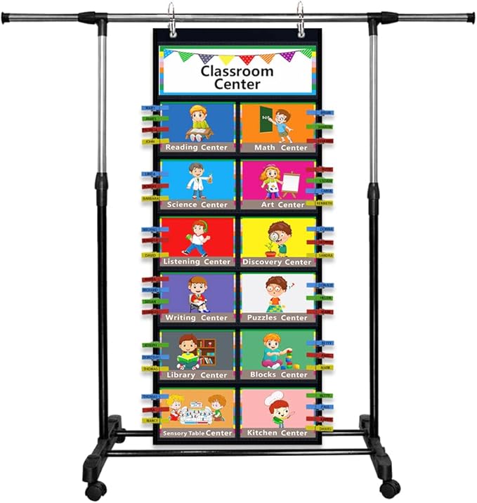 Class Jobs Pocket Chart Classroom Management Pocket Chart,Job Chart for Classroom, with 12 Cards and 32 Clothespins