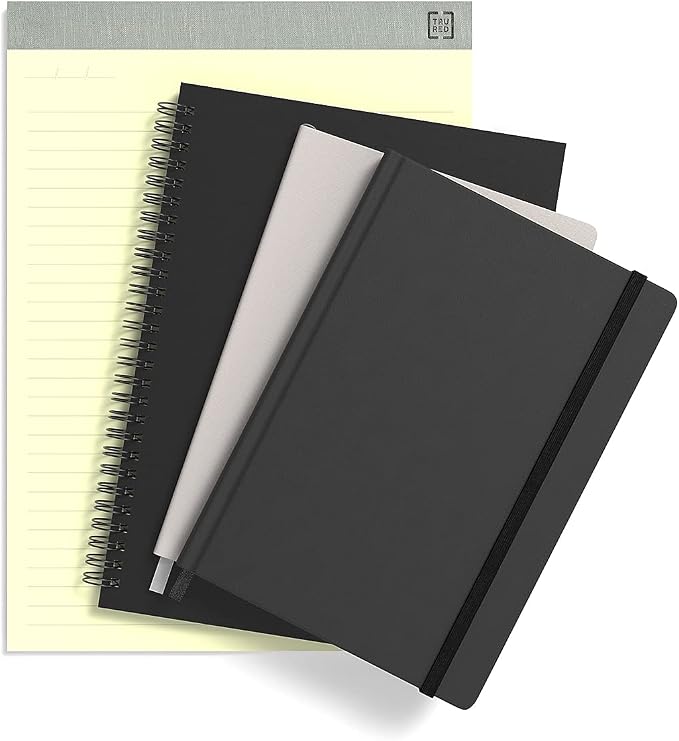TRU RED Medium Flexible Cover Graph Journal, Black, Grid Ruled