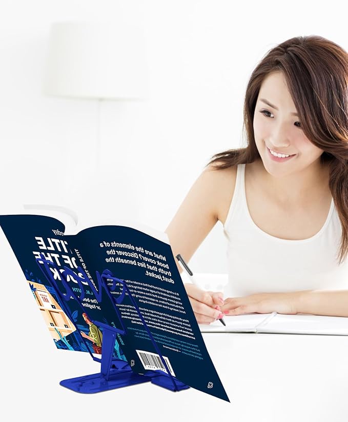 Honagu Adjustable Metal Book Holder, Document Holder, Sturdy Typing Stand for Cookbooks, Textbooks, Tablets, Music Books (Blue)