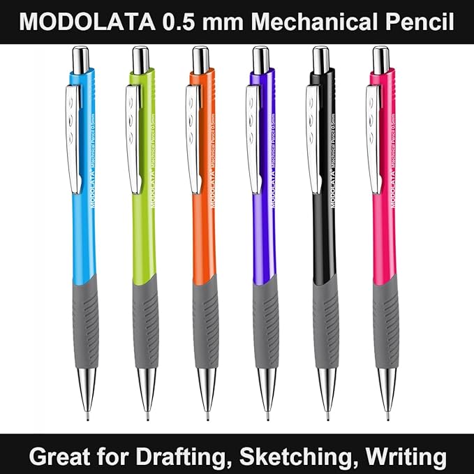0.5MM Mechanical Pencil Set, Lead Pencils 0.5mm for Student and Artist Drawing, Sketching, Drafting, Pack of 6 Pieces