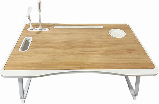 Foldable Laptop Bed Desk with USB Port, Storage Drawer & Cup Holder - Large 23 Inch Portable Lap Tray for Working, Reading, and Writing in Bed