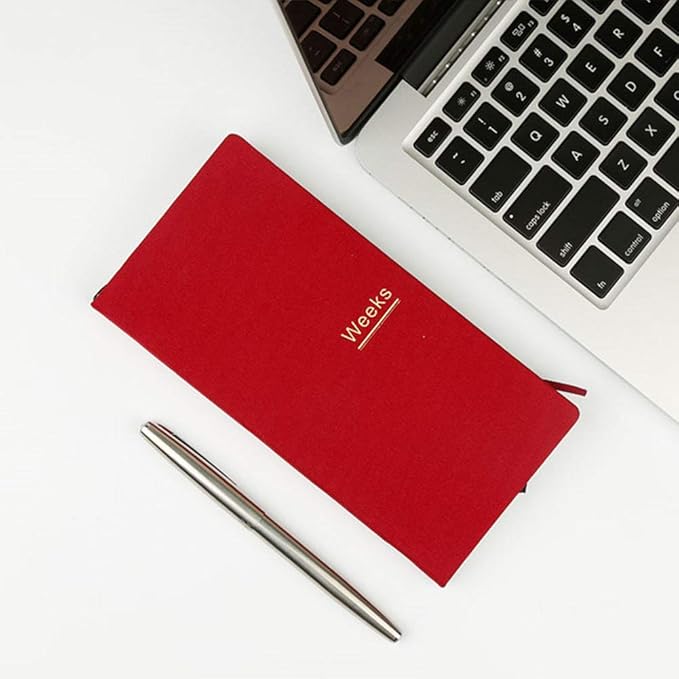 Undated Pocket Weekly Planner Schedule Organizer Agenda Year Month Week Plan A6 Notebooks (A6 undated planner Red+Gray)