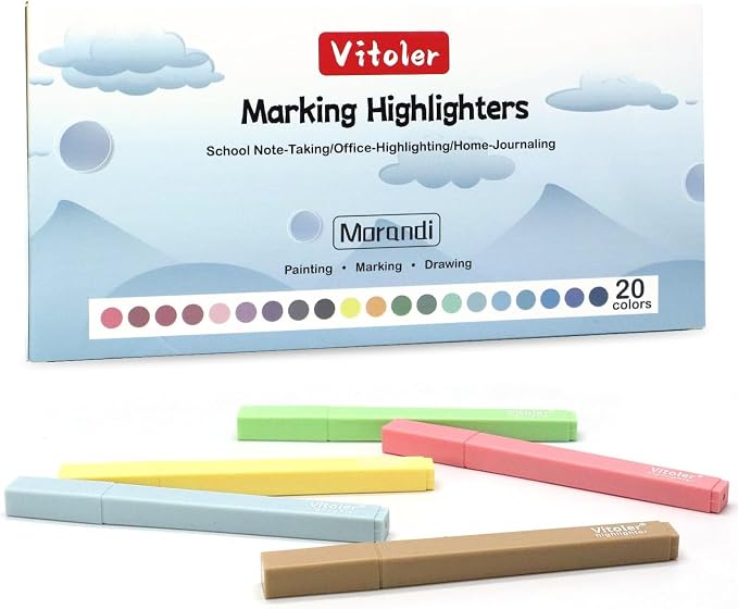 Highlighters, Pastel Highlighters Set, Assorted Color , Chisel Tip 20Pcs | cute ,high quality for bible study,books,journal,writing,school office
