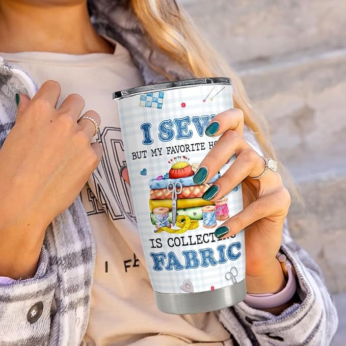 SANDJEST Sewing Tumbler 20oz Stainless Steel Insulated Travel Mug Cup for Women Girls Grandma Mom Sewing Gifts for Birthday Christmas Mothers Day