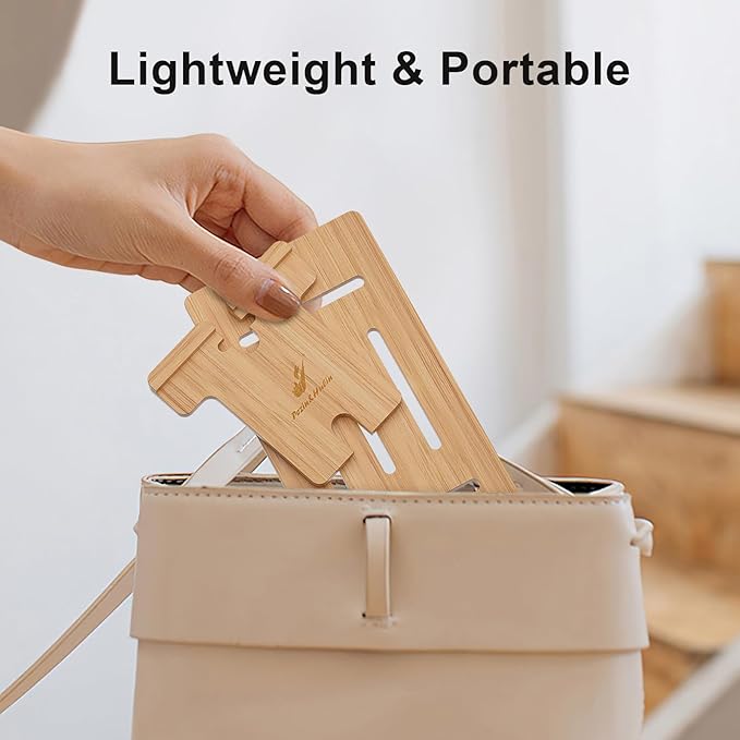 Pezin & Hulin Wooden Bamboo Cell Phone Stand, Wood Charging Dock Holder, Portable Desktop Phone Rack, Compatible with Mobile Phone and Tablet -Slim Version