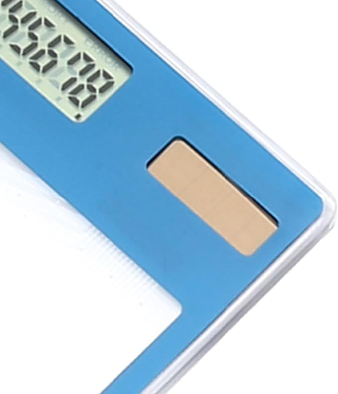 Solar Powered Calculator, Touch Screen 8 Digit LCD Display, Transparent Calculator for Office School Home with Lightweight and Compact Designf Business People and Family Use (Blue)