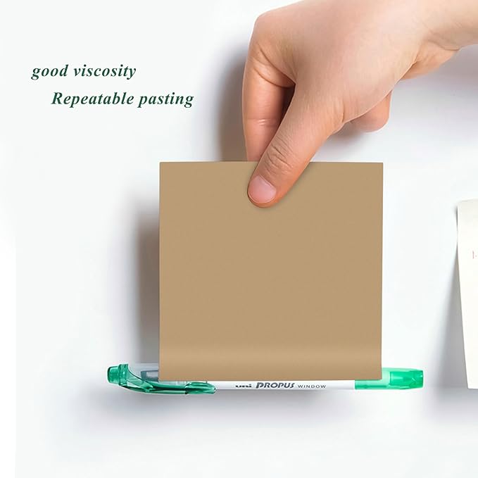 NatureTouch Sticky Notes 6 Packs, 3 x 3 Inches Adhesive Self-Stick Notes in Eye Protection Paper, Multiple Designs of Memo Pads for Reminders, Office, Home, School, Meeting, 80 Sheets/Pad,Kraft,Blank