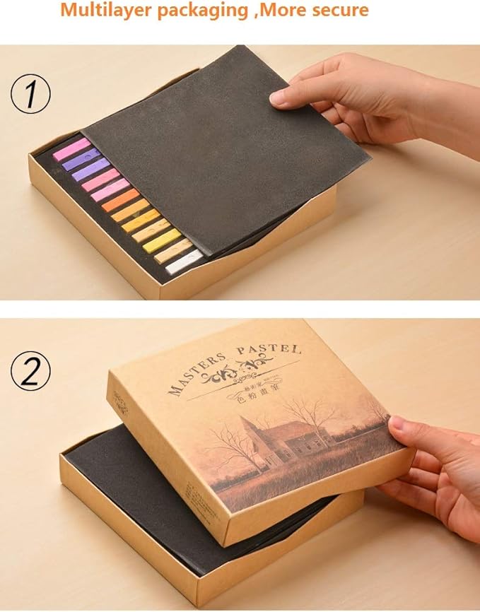 Non Toxic Artist Pastels,Square Soft Pastels Set,Chalks 12/24/36/48 Colors Soft Dry Pastel Artist Chalk Pastel Sticks for Office School Art Drawing Painting Supplies Professional Art Pastel (24Pcs)