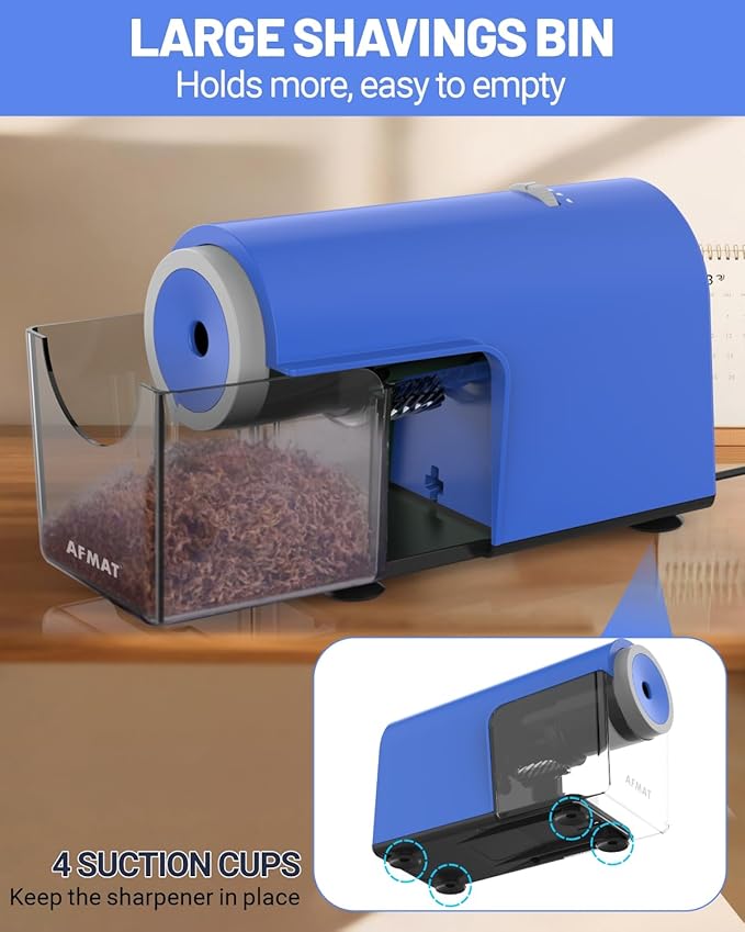 AFMAT Electric Pencil Sharpener, Fully Automatic Pencil Sharpener for 6.5-10.5mm No.2/Jumbo/Colored Pencils, Auto in & Out, 5 Sharpness Modes, 10000+ Sharpenings for Classroom Home Office, PSC5(120V)