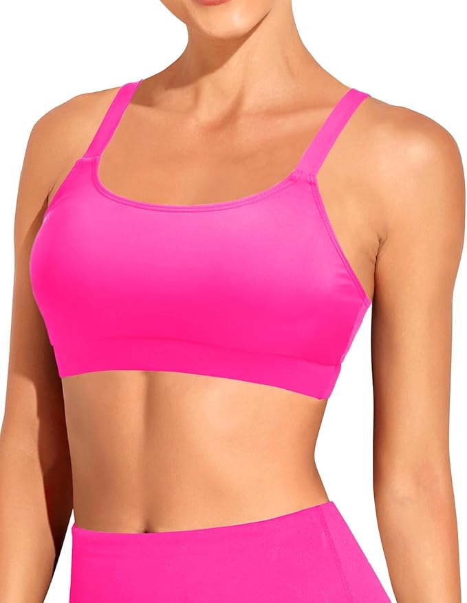 Tempt Me Women Sports Bra Bikini Tops Scoop Neck Bathing Suits Top Padded Swim Crop Tops Only
