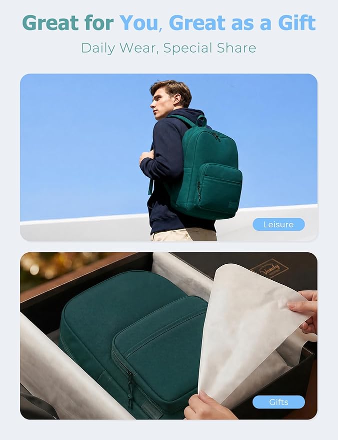 VASCHY School Backpacks, Lightweight Bookbag Schoolbag for Boys Girls Casual Basic Simple Daypack for Men Women Dark Green