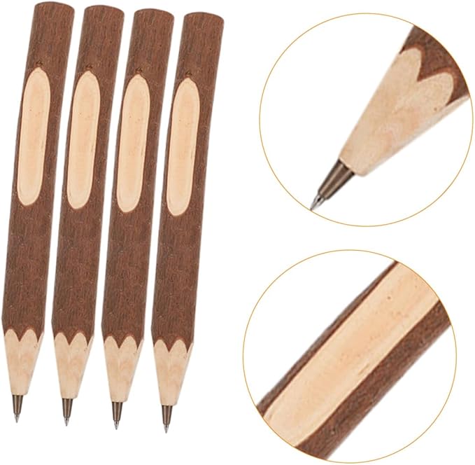 Natural Tree Bark Wooden Ballpoint Pens 13cm Biodegradable Wood Pen Set of 10 for Home Office Supplies