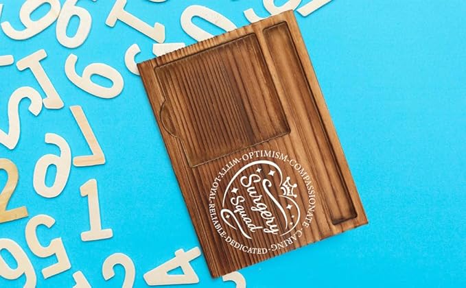 THRXOBN Desk Organizer for Surgical Teams & Healthcare Professionals - Natural Wood with Slots for Notes, Pens, and Small Office Supplies – Elegant & Practical Workspace Solution,WSH15