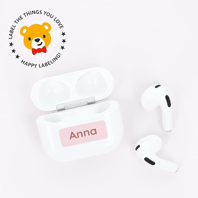 TeddyLabels - Clothing Labels for Nursing Home (120) โ Self-Adhesive Name Tags for Clothes and Personal Items. Personalized Labels for Daycare, Nursing Homes, and Laundry Use - Baby Pink