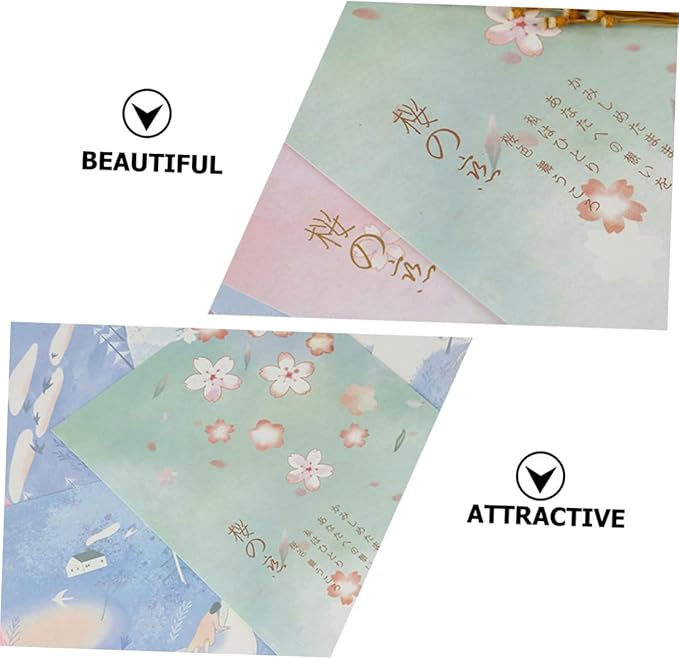 Mobestech Japanese Style Note Paper Set 40pcs B5 Blossoms Pattern Writing Paper Stationery for Letter Writing and Printing, Vintage Floral Design for Office and School Use