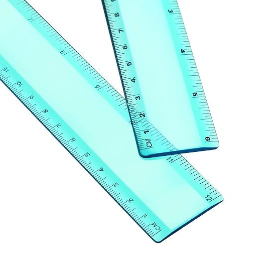 2 Pack Plastic Ruler Straight Ruler Plastic Measuring Tool for Student School Office (Green, 12 Inch)