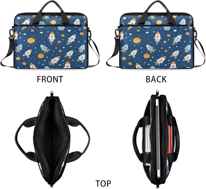 Cartoon Rocket Laptop Sleeve Case for 13-15 inch Computer Bag Protective Laptop Handle Bag for Women Men