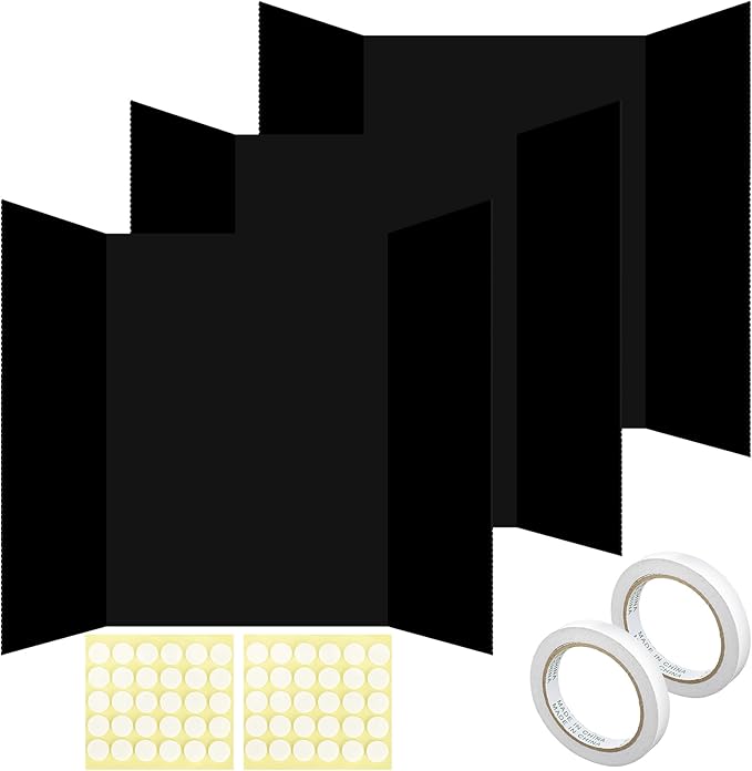 Colarr 3 Pack Graduation Photo Display Board Large Graduation Season Trifold Poster Board 24" x 36" Black Trifold Poster Photo Display for Class of 2026 Grad Party Picture Frames for Table