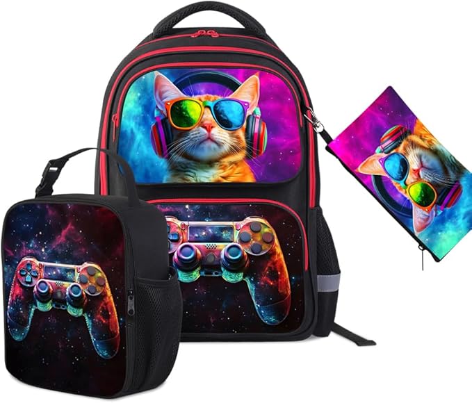 Kids Backpack for School - 17 Inch 3D Reflective Cartoon Bookbag with Dual Zippers, Ergonomic Design for Boys & Girls Ages 6-18 | Durable 600D Polyester Children's Backpack
