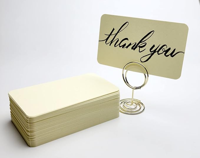 PPAPPAPPIYO 3.5x2 rounded corner index cards180gsm Thick Cardstock, Blank Colored Flash Cards for Study, Notes, Business Cards & Labels, Small Notecards 100 Pack (Warm ivory)