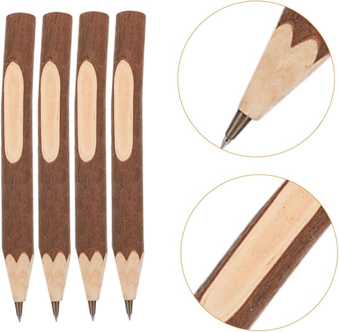NOLITOY Wooden Ballpoint Pens Set 10pcs 13cm Natural Tree Bark Texture Portable Writing Supply Comfortable Grip Eco-friendly Biodegradable Ballpoint Pens for Office and School