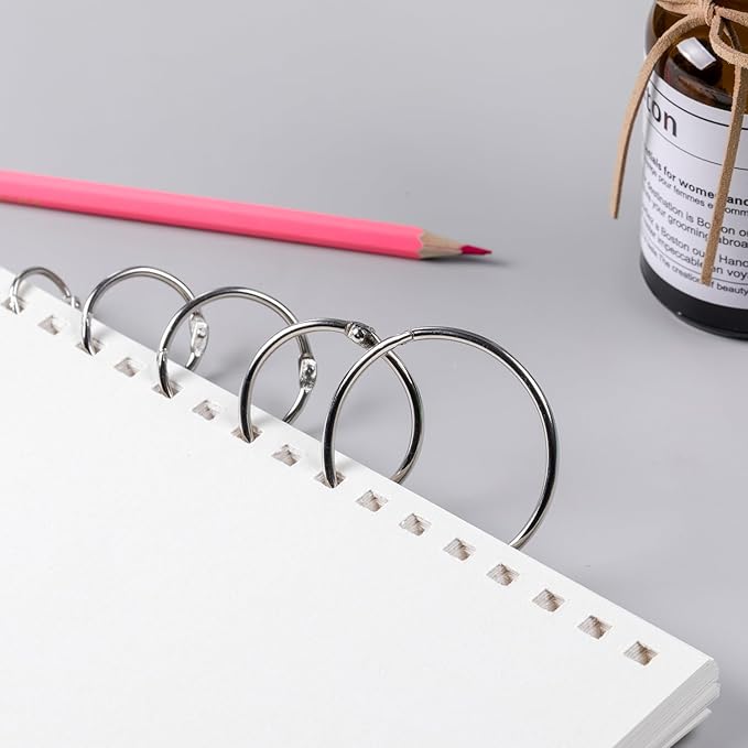 Mr. Pen- Loose Leaf Binder Ring, 60 Pack, 4 Sizes (1", 1.25", 1.5", 2"), Metal Loose Leaf Binder Book Rings for Books and Index Cards, Scrapbook, Keychains, School, Home, Office, Silver