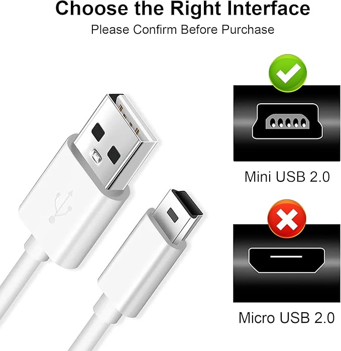 (2 Pack) Mini USB Charger and Data Cable for Texas Instruments Calculators TI-84 Plus CE Graphing Calculator, TI-Nspire CX/CX CAS, TI-84 Plus CE Color/C Silver, TI 89 Titanium (White)