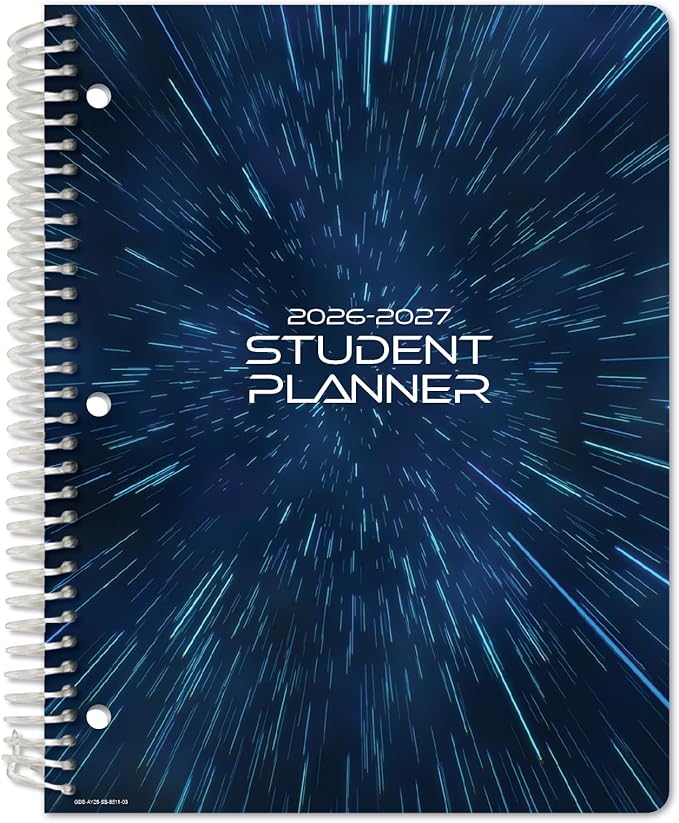 Global Datebooks 2026-2027 Middle & High School Student Planner 8.5" x 11" - Dated Weekly & Monthly Academic Planner with Ruler/Bookmark & Stickers, Ideal for Homework, Block Style, Galaxy