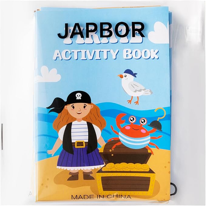 JAPBOR Pirate Activity Coloring Books - 48PCS Mini Pirates Activities Colouring Book Bulk for Kid Party Favor, Summer Nautical Theme Drawing Booklet Goodie Bag Filler, Birthday Class Painting Game