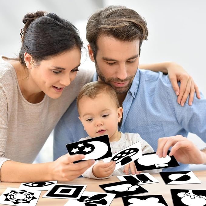 High Contrast Baby Cards for Infants, Black and White Baby Cards High Contrast Baby Toys for Newborns Visual Stimulation Brain Development Learning 20 Pcs 40 Pages 5.7'' x 5.7'' (0-3 Months)