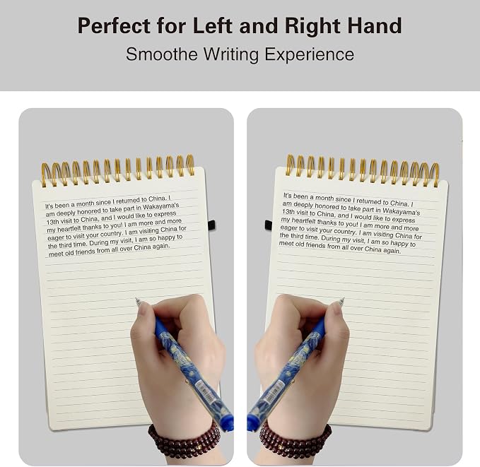 Top Spiral Notebook 8.5x11, A4 Large Leather Hardcover Top Bound Steno Pads, 240 Pages 100gsm Thick Lined Paper,Wide Ruled,Left Handed Notebook Journal for Work, School - Brown