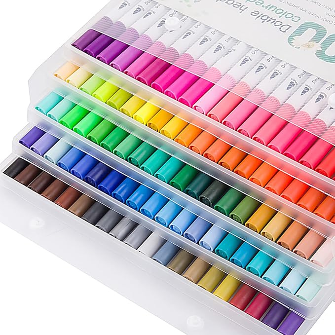 Upanic 100 Colors Art Markers for Adults,Dual Tip Pens for Adult Illustration, Journaling, Calligraphy - Artist Drawing Supplies,Brush and Fine Pens for Lettering, Manga, Design Sketching