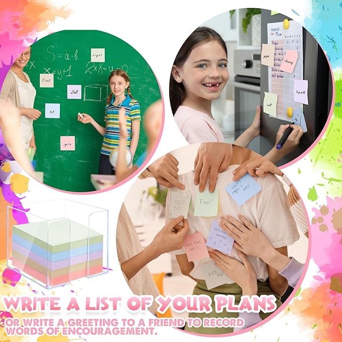 Fuyoooo 3 Pack Acrylic Sticky Note Holder with 15 Pads Morandi Color Sticky Notes Clear Sticky Note Holders and 3x3 Inch Sticky Note Set for Office Desk Meeting Supplies