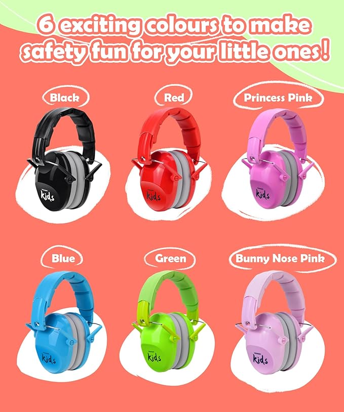 PROHEAR 032 2.0 Noise Cancelling Headphones for Kids - 25dB Noise Reduction - Adjustable Sensory Ear Protection Muffs for Concert, Fireworks, Monster Truck Shows, School - Red