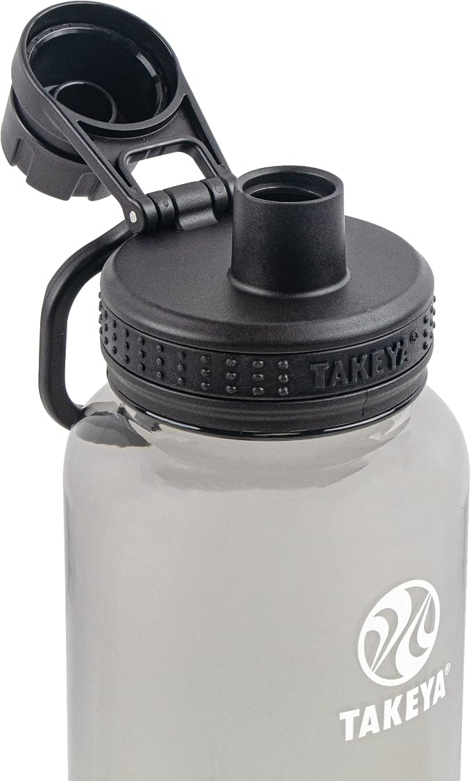 Takeya Tritan Sport Water Bottle with Spout Lid - BPA-Free & Dishwasher-Safe - Reusable Bottle with Lid Handle - Simple Leak-Proof Water Bottle-40 oz, Stormy Black (Pack of 4)