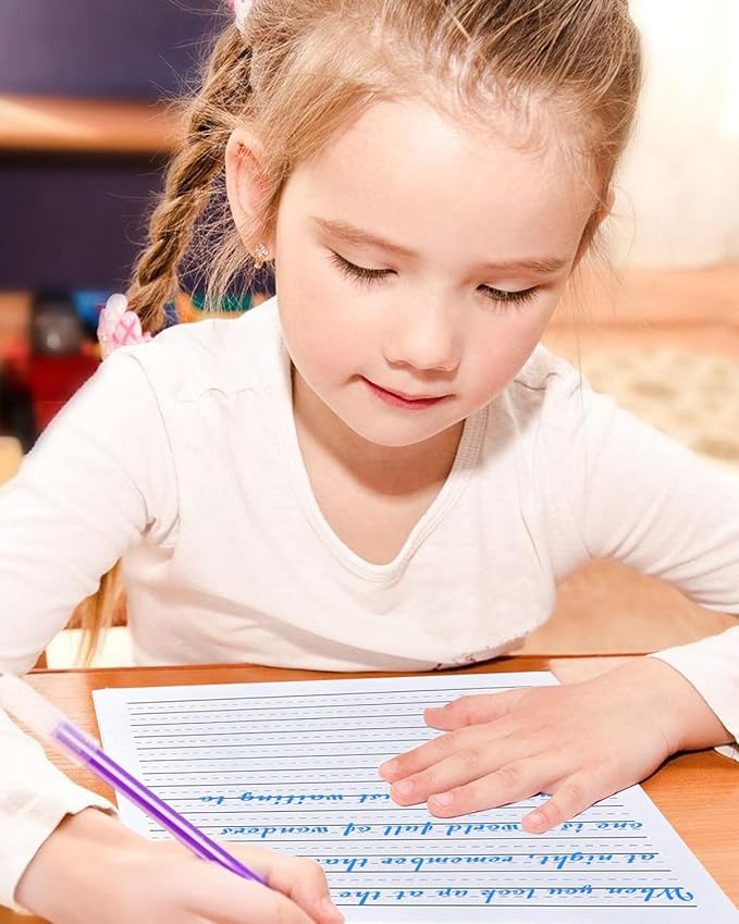 (2 Pack)Handwriting Paper Kindergarten for Kids, Ruled Practice Writing Paper for Kids, Total 200 Sheets, 100gsm White Writng Paper, 8.5 x 11 Inch Writing Paper with Lines, Kindergarten Writing Paper