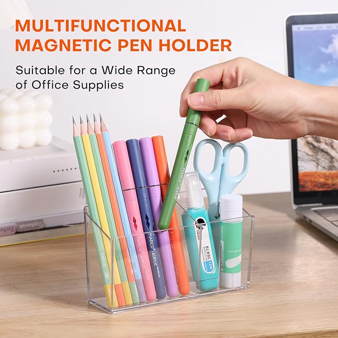 Magnetic Dry Erase Marker Holder, Magnetic Pen Holder Perfect for Refrigerator, Whiteboard, Pens, Pencils,Refrigerator and Locker Accessories