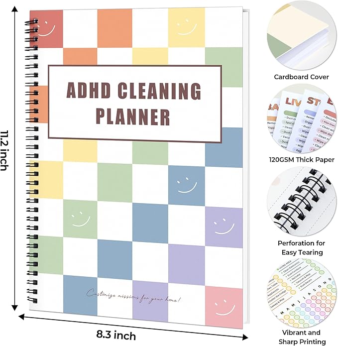 Adhd Cleaning Planner for Adults- Reusable ADHD Clean Planner for Adults Women with Cleaning Schedule Checklist - 2026 Daily Weekly Monthly Organizing Planners for Tidy Minds