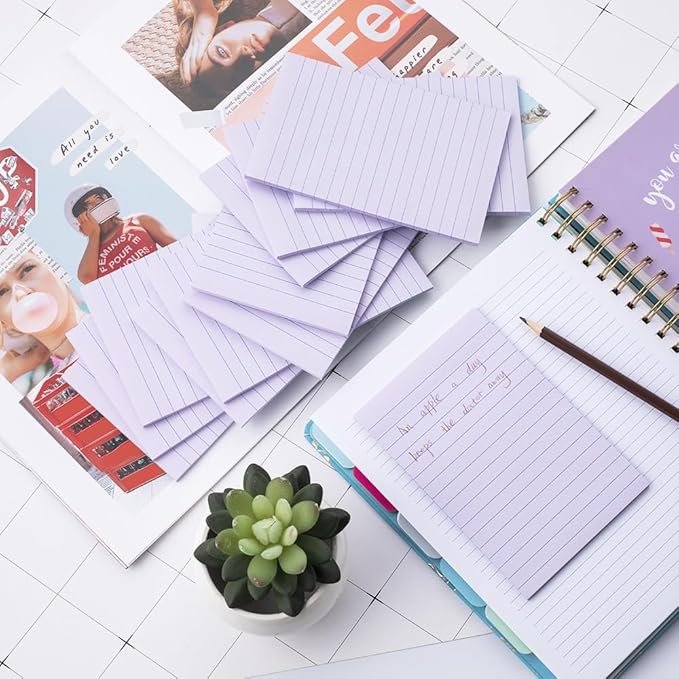 (12 Pack) Lined Sticky Notes 4x6 in,Light Purple Large Notepads with Lines,Ruled Stickies Super Sticking Power,Office School Memo Note Pads,Post on Windows Doors,Recyclable,Easy to Write on