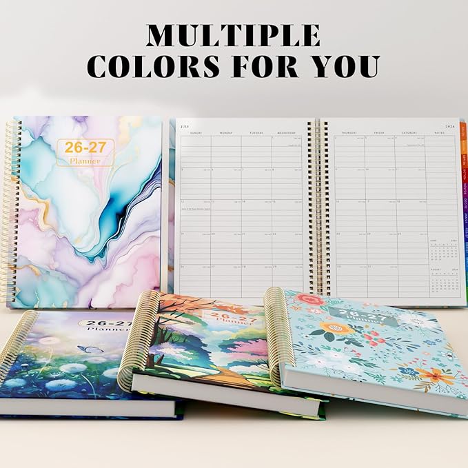 Planner 2026-2027 Weekly and Monthly A4 Size - Agenda 2026-2027 July 2026 - June 2027, A4 Spiral Binding Agenda with Monthly Tabs, Inner Pocket, 100gsm Thick Paper (8.5" x 11")
