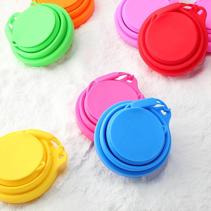 Funnymoom 8 Pcs Collapsible Travel Cups with Lids 7 oz Silicone Folding Camping Cup Reusable Drinking Cup Sets for Outdoor Hiking Camping and Travel(Rainbow Colors)